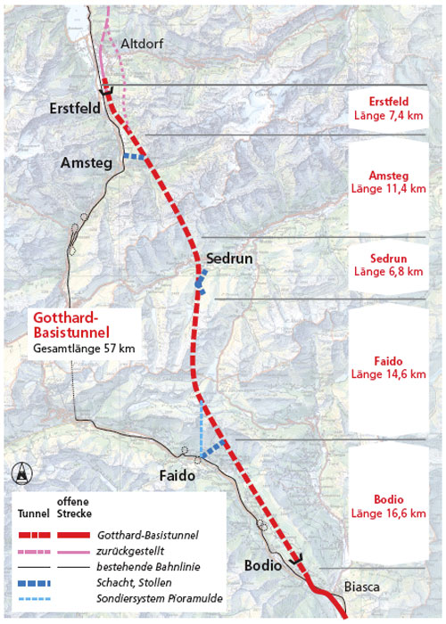 ゴッタルドベーストンネル　世界一長い鉄道トンネル